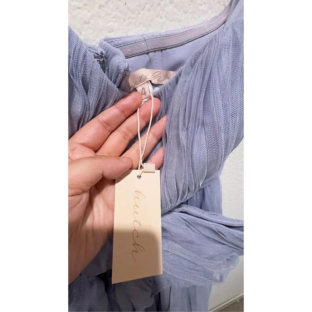 Hutch Cataline Sweetheart Pleated Tulle Bow Midi Dress NWT Size 4 Lavender - Picture 5 of 7